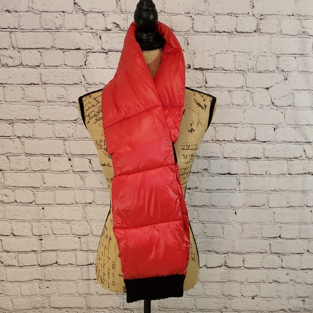 DKNY Quilted Puffer Scarf Hot Pink